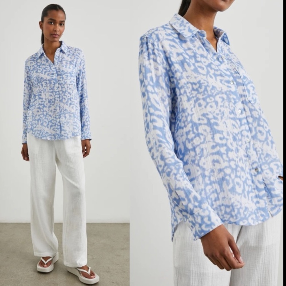 Rails Ellis Organic Cotton Shirt Blue Cheetah Shirt